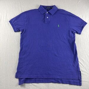 Polo Ralph Lauren Custom Fit Shirt Mens M Purple Short Sleeve Preppy Green Pony